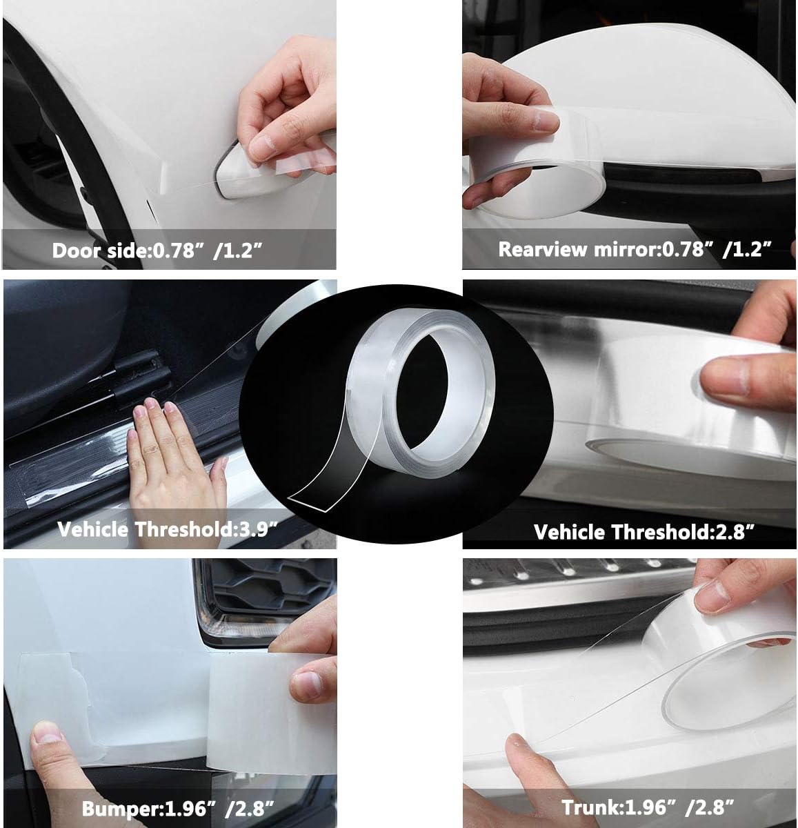 MYFAMIREA Anti-Scratch Anti-Collision Adhesive Strip Car Door Edge Guard Protector Strip Car Door Scuff Plate Protectors Transparent Invisible Tape for Rear Bumper/Door(33Ft x 2In)