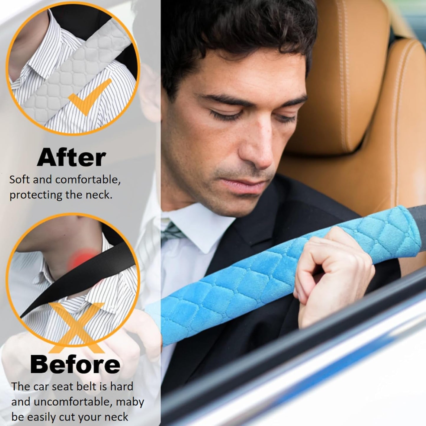 5 Pack Soft Car Seat Belt Cover Protector Comfort Auto Seatbelt Pads Strap Cushion Protecting Neck Shoulder Sedan SUV Trucks Car Interior Accessories for Adults Women Men 11 Inch Black