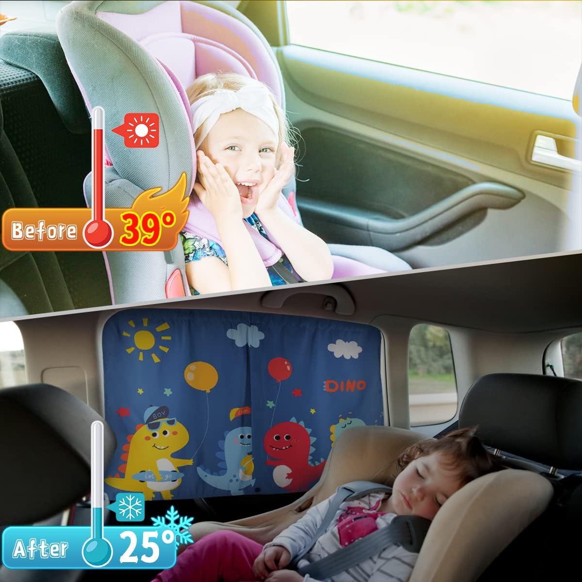 Car Window Shades, 2 PCS Magnetic Double Layer Auto Sun Shade for Side Windows Privacy Full Covers/Half Shade Options Back Car Window Curtains for Baby Protection