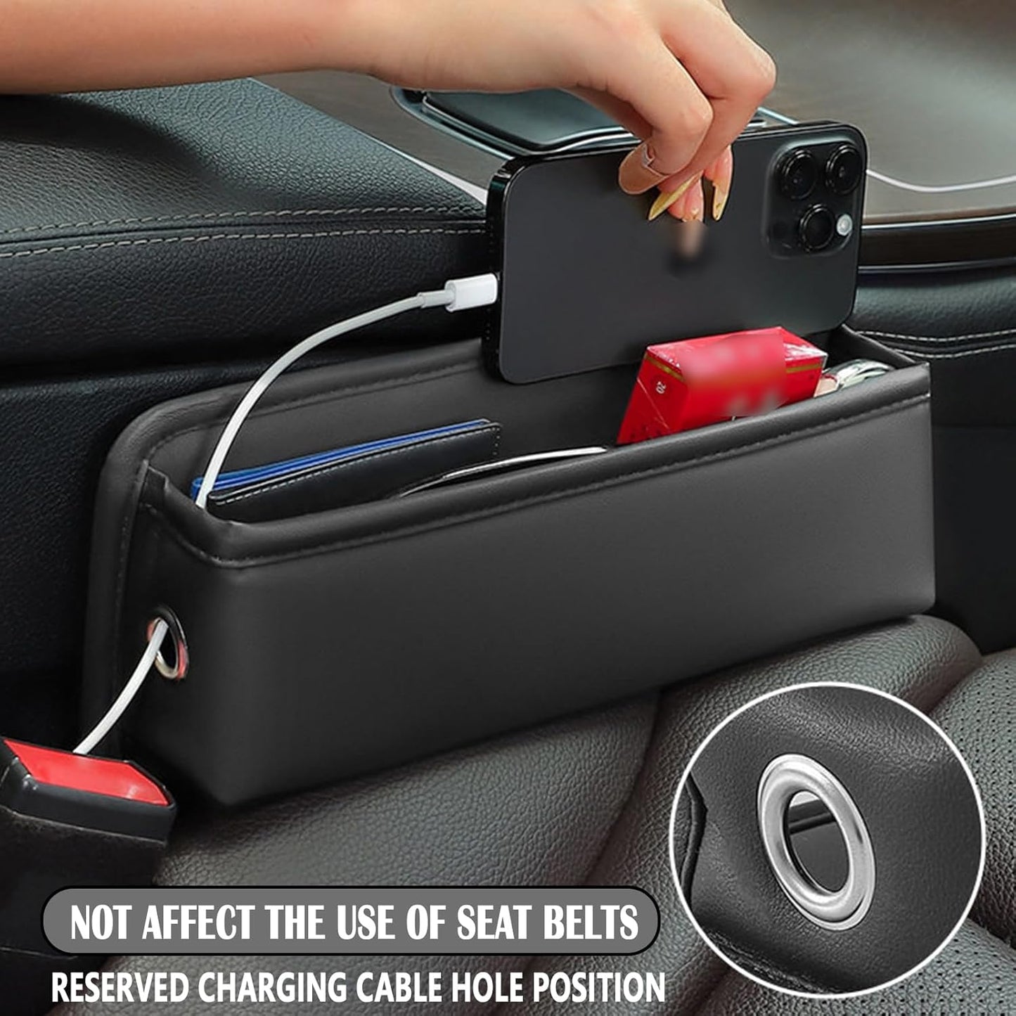 Car Seat Gap Filler 2 pack Car Gap Filler Seat Organizer Front Seat Leather Car Accessories for Women Men, Car Essentials for SUV Truck, Adjustable Seat Gap Filler Organizer (Black 2 pack)