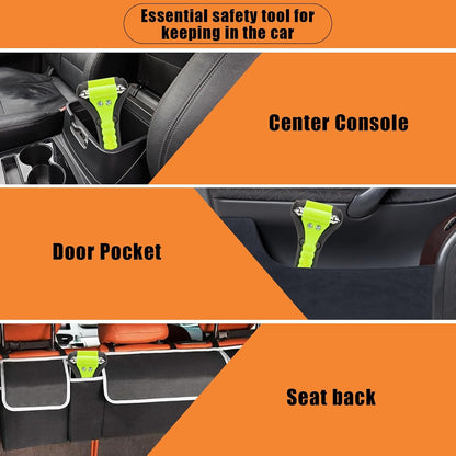 Car Safety Hammer, 2PCS Black 3-in-1 Emergency Escape Tool with Window Breaker and Seat Belt Cutter, Safety Emergency Car Escape Tool for Car, Office, Home