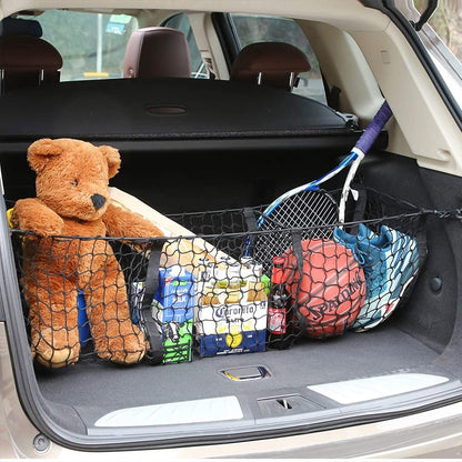 Car Rear Cargo Net, Adjustable Elastic Storage Organizer Net, Trunk Cargo Storage Net, Universal Fit for Car, Vehicle, SUV (43.3"x 15.8")