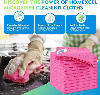 HOMEXCEL Microfiber Cleaning Cloth 12 Pack, 12.5 x 12.5 inch Microfiber Towels for Cars, Ultra Absorbent Washing Cloth, Lint Free Streak Free Cleaning Rags for Car, Kitchen, and Window (Grey)