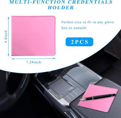 Kewucn 1 PC Car Registration Insurance Holder, Essential Auto Card Glove Box Organizer, Vehicle Interior Accessories Perfect for Most Car, Truck, SUV (10.55''×4.8'', Pink)