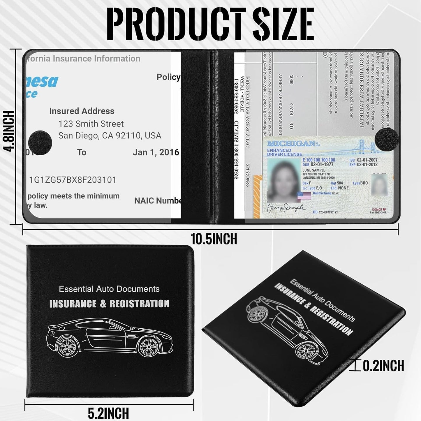 REGUICORP Registration and Holder, 4-Pack and Registration, Auto Essential Holder, Interior Accessories Fit Most, Trucks and SUVs, Men & Women