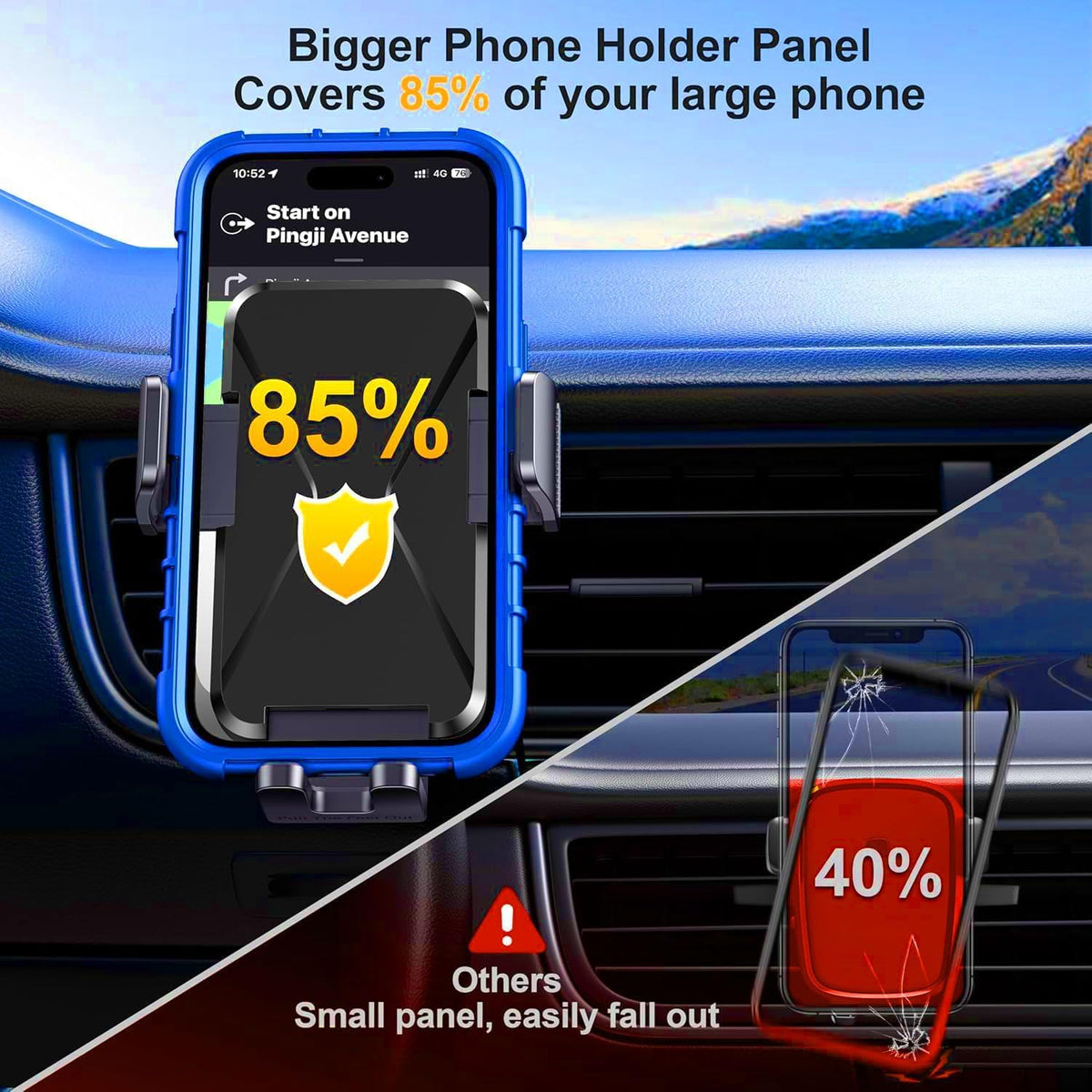 Qifutan Car Phone Holder Mount Phone Mount for Car Windshield Dashboard Air Vent Universal Hands Free Automobile Cell Phone Holder Fit for iPhone Smartphone Camera Mounts