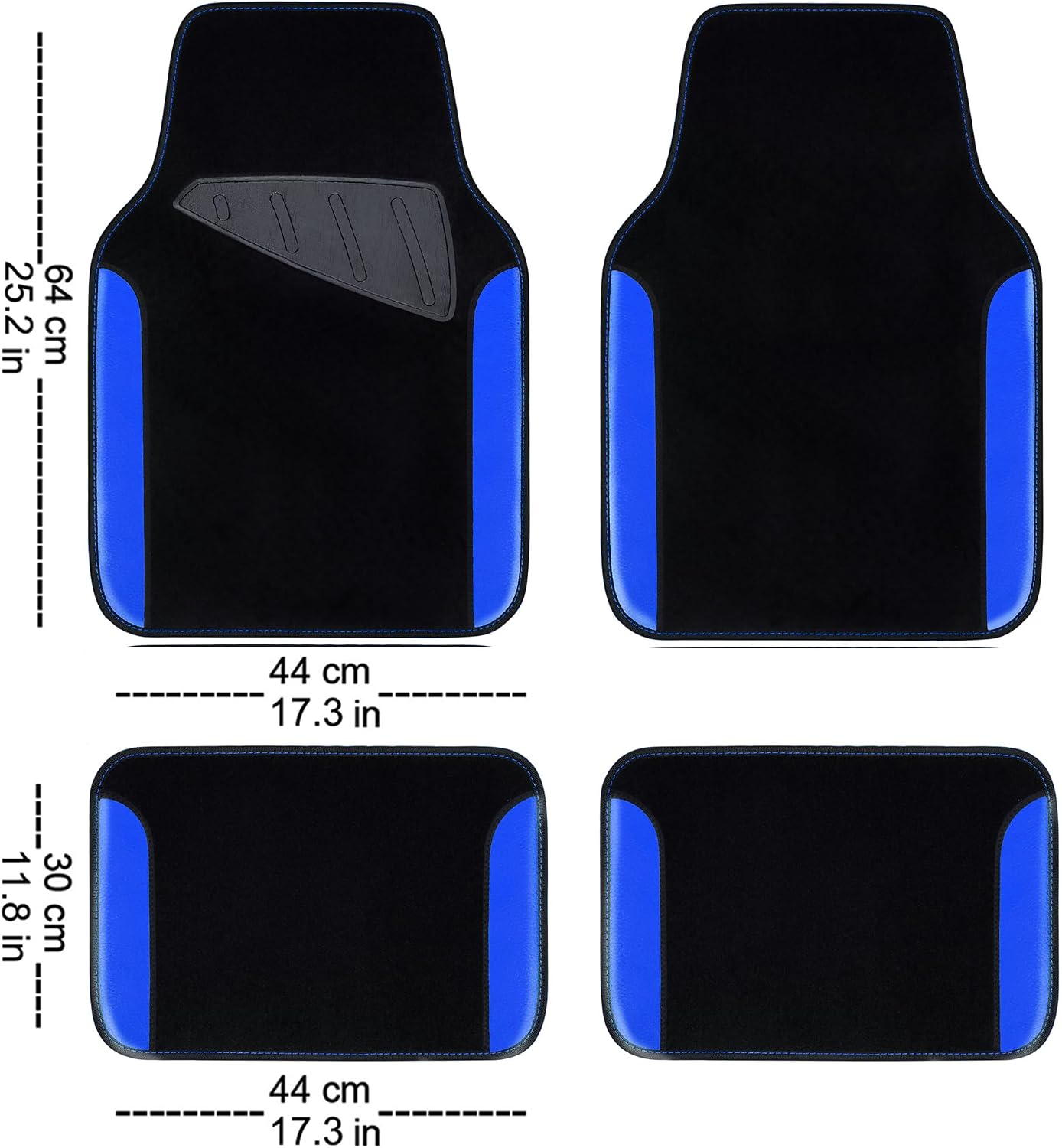 CAR PASS Rainbow Waterproof Universal Fit Faux Leather Car Carpet- Anti-Slip Nibbed Backing Floor Mats for SUV, Vans,Sedans,Trucks, Automotive Set of 4 for Women (Black with Red)