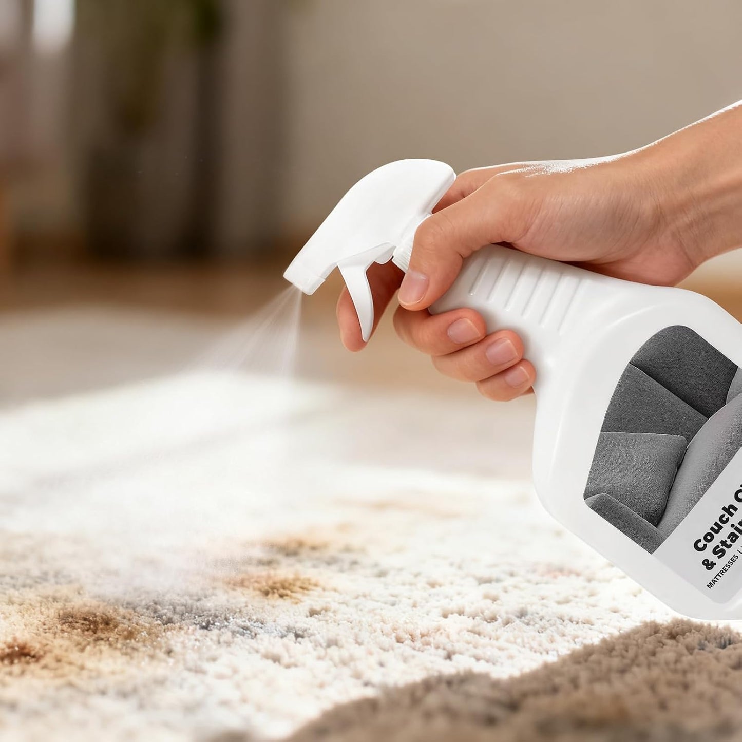 Upholstery Cleaner for Couch Furniture: Strength Multi-Surface Stain Remover Spray for Carpet Spot - Pet-Safe Non-Toxic Quick-Drying for Fabric Sofas Rug Furniture Couches & Car Interiors