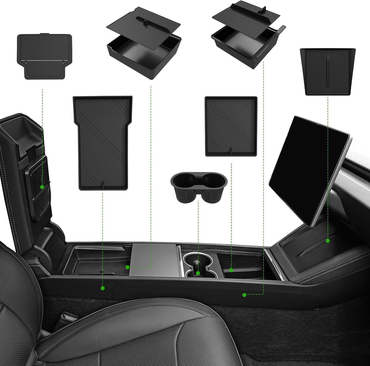 10PCS Center Console Organizer Tray for 2025 2026 Tesla Model Y Juniper Accessories, Under Seat Storage Armrest Hidden Storage Box Cup Holder Charger Pad for Tesla ModelY Juniper (Not fit Standard)