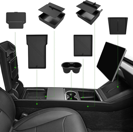 10PCS Center Console Organizer Tray for 2025 2026 Tesla Model Y Juniper Accessories, Under Seat Storage Armrest Hidden Storage Box Cup Holder Charger Pad for Tesla ModelY Juniper (Not fit Standard)