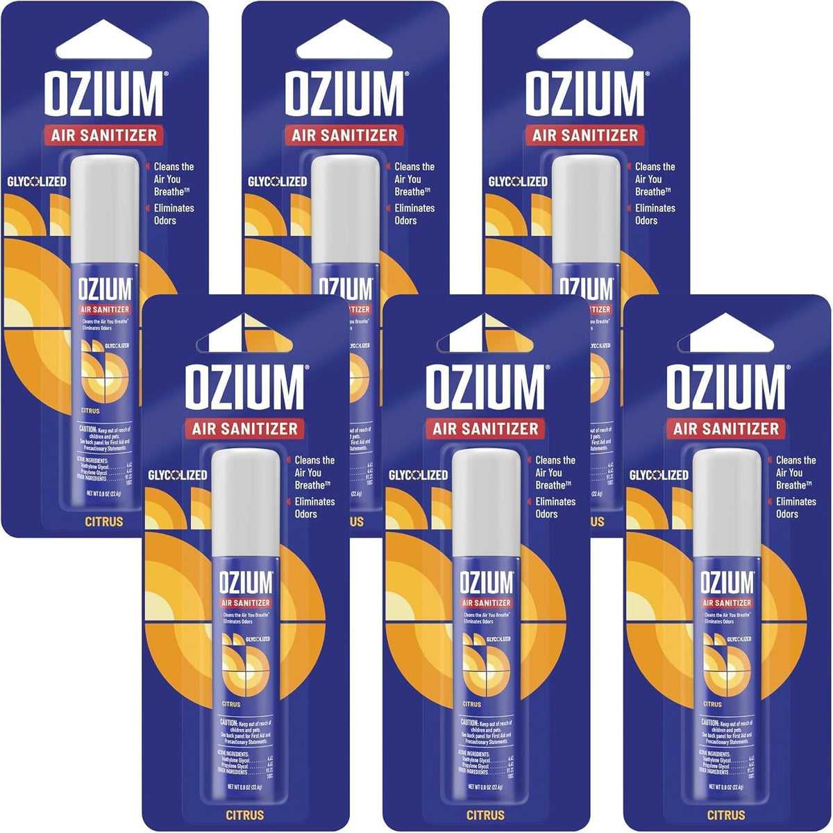 Ozium . Air Sanitizer & Odor Eliminator for Homes, Cars, Offices and More, Outdoor Essence, 0.8 Oz( Pack of 6) (packaging may vary)