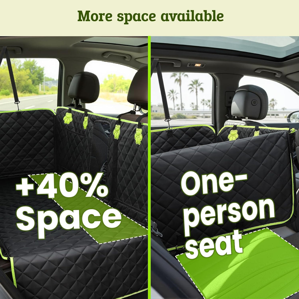 Dog Car Seat Cover for Back Seat, Waterproof Leather Fabric Back Seat Extender for dogs 52.4 * 24.4in, Foldable in The Car, Hard PVC Panels Bottom Support to 330 lbs, for Cars/Mid-Size SUV/Small Truck