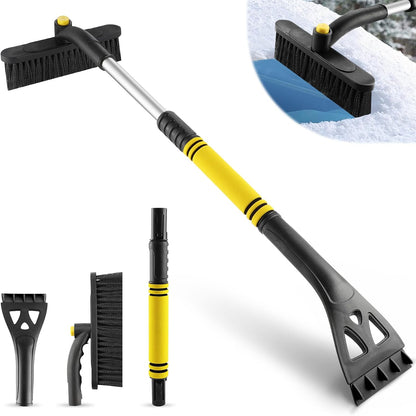 LivTee 32" Extendable Ice Scraper & Snow Brush for Car Windshield, 360° Rotating Snow Removal Tool for Cars, Trucks & SUVs, Automotive Winter Essentials & Car Accessories for Men, Orange