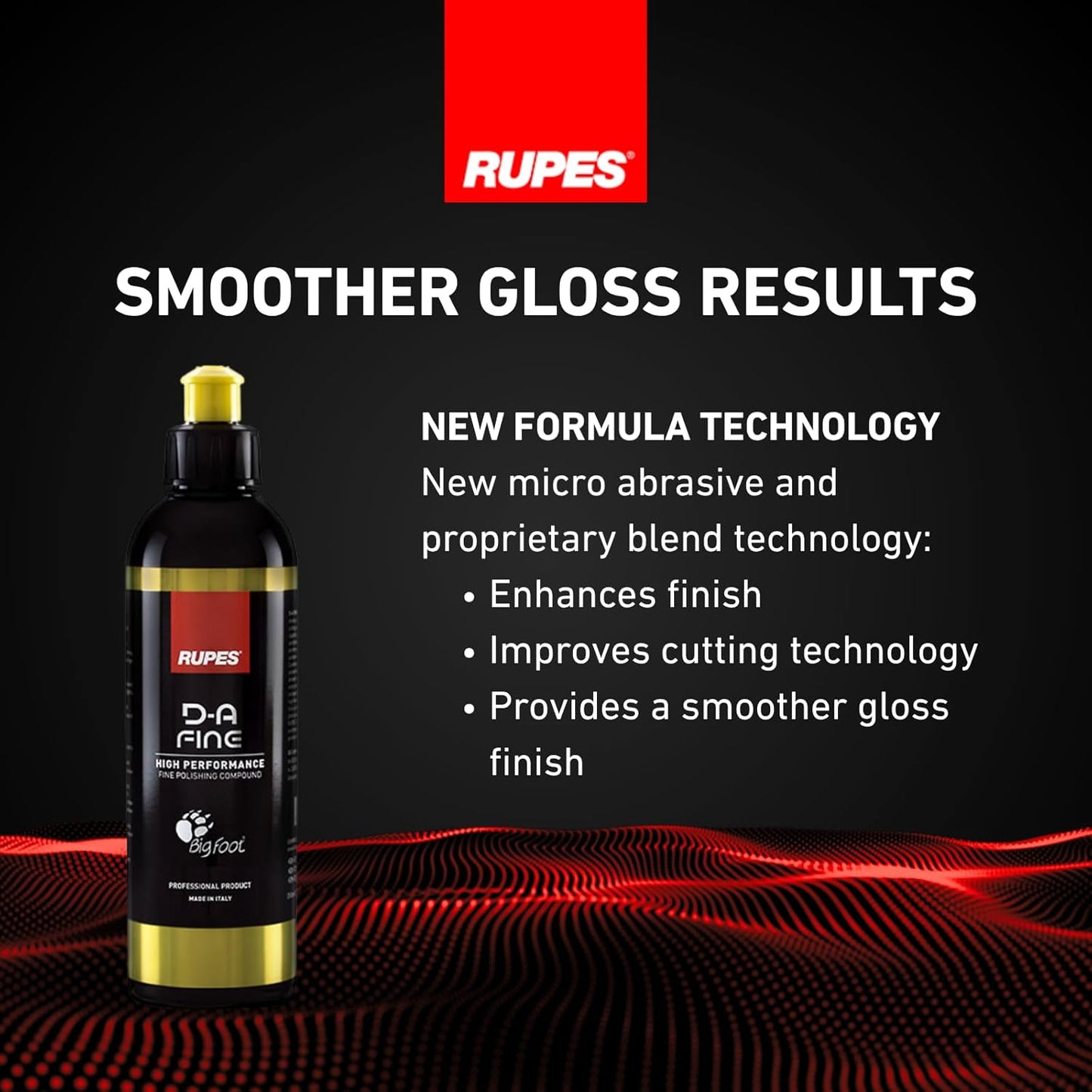 RUPES 9.DAFINE250 Pack of 1 250 ml Yellow D-A Fine High Performance Polishing Compound for Car Detailing & Removing Scratches| Removes Fine Defects | Micro-Abrasive Technology | Removes Swirl Marks