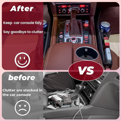 Anti-Drop Car Seat Gap Filler Organizer, Premium Leather Console Organizer, Easy Access to Phone/Keys, Universal Fit for Car SUV Truck Multi-Purpose Essentials Organizer(2PC)
