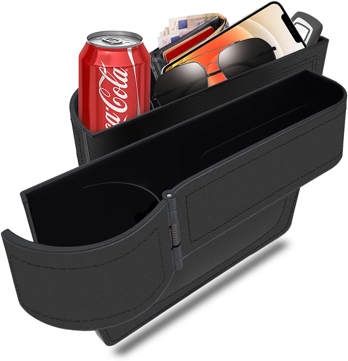 BAILISI Car seat gap filler organizer,multifunctional car seat organizer,Adjustable Cup Holder car console side storage box Holders phone, sunglasses,car accessories(Black)