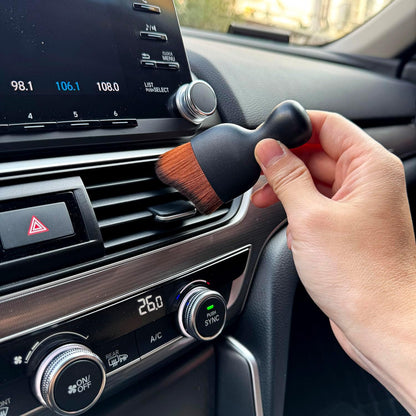 Car Detailing Brush, Soft Bristle Cleaning Brush, Scratch-Free Auto Duster Tool for Dashboard, Air Vents, Leather & Interior Cleaning (Black&Brown)