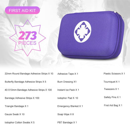Car First Aid Kits 275Pcs Survival Gear Home Travel Size Small Emergency Kit Tactical Hiking EVA Camping Essentials Backpack Sports Office Boat Urgent Accident