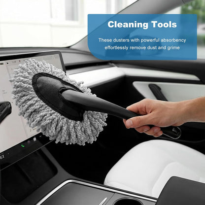 Car Dash Duster Brush, Super Soft Microfiber Duster Auto Dashboard Dust Detailing Tool, Multifunctional Scratch Free Dash Dust Cleaning Brush for Vehicle Home Kitchen (Blue)