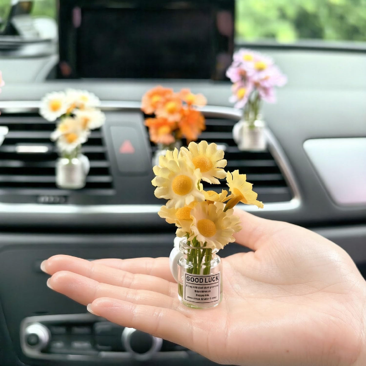 Set of 4 Cute Flower Bouquet Car Air Freshener Vent Clips, Mini Artificial Flowers for Car Air Vent Decoration, Auto Interior Dashboard Ornament Accessories
