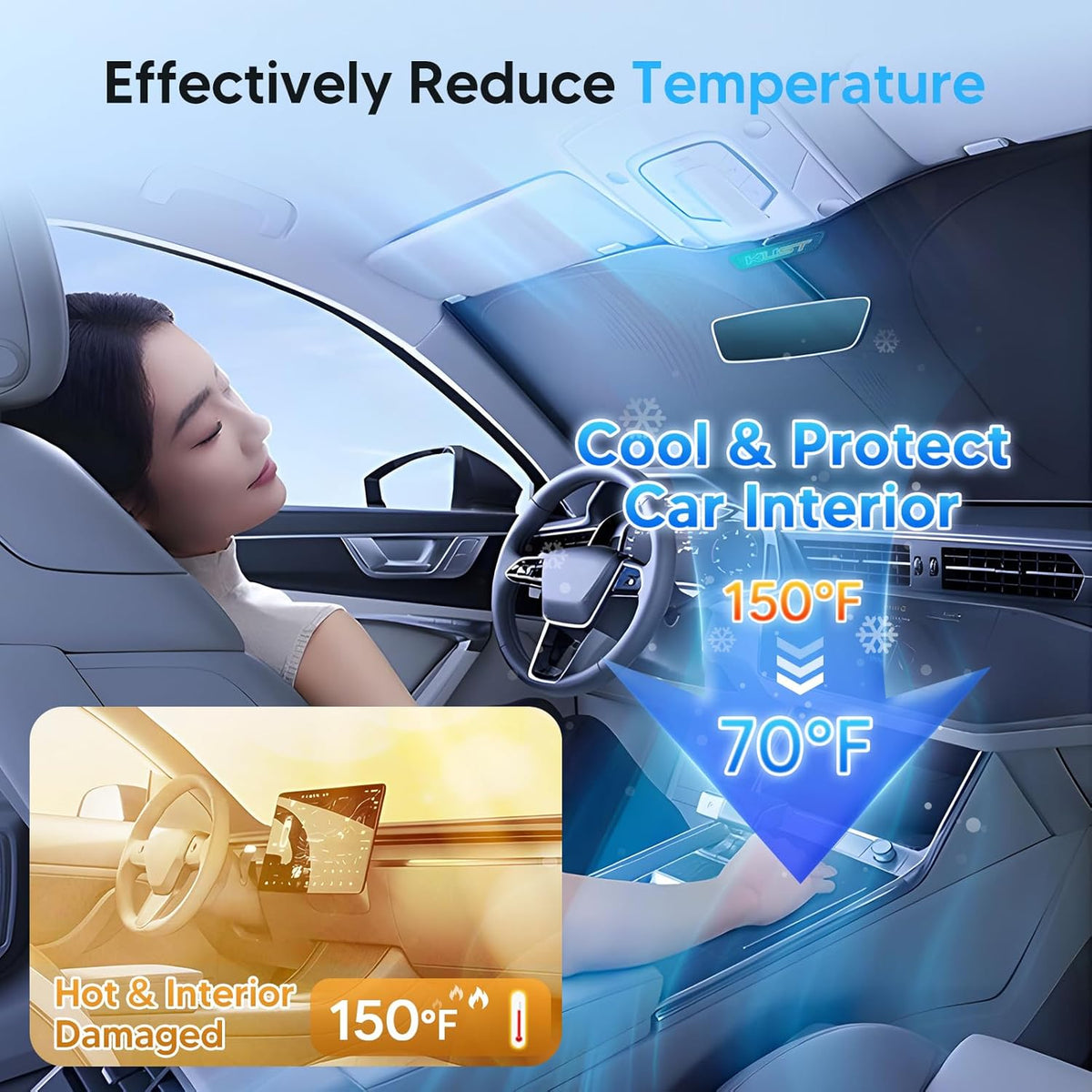 KUST Windshield Sun Shade for Toyota RAV4 2019-2022 2023 2024 2025 2026 Window Accessories Shade Sun Visor Cover Foldable Block UV Rays - Colors F