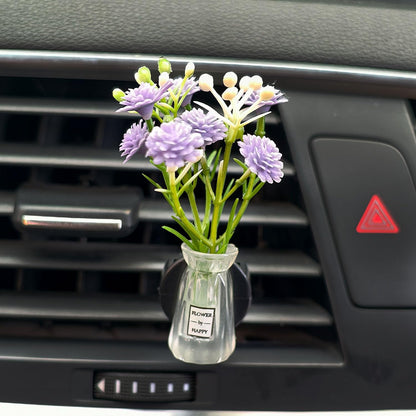 Set of 4 Cute Flower Bouquet Car Air Freshener Vent Clips, Mini Artificial Flowers for Car Air Vent Decoration, Auto Interior Dashboard Ornament Accessories