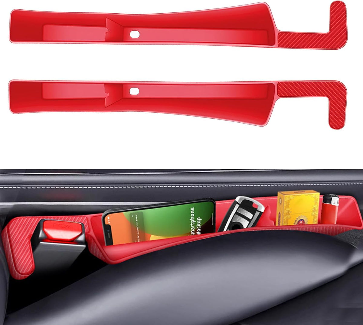 2PCS Car Seat Gap Filler, Vehicle Seat Organizer for Avoiding Dropped Items, Fill The Gap Between Seat and Console, No Drop Seats Guard for Coins Wallets Keys, Universal Car Accessories (Black)