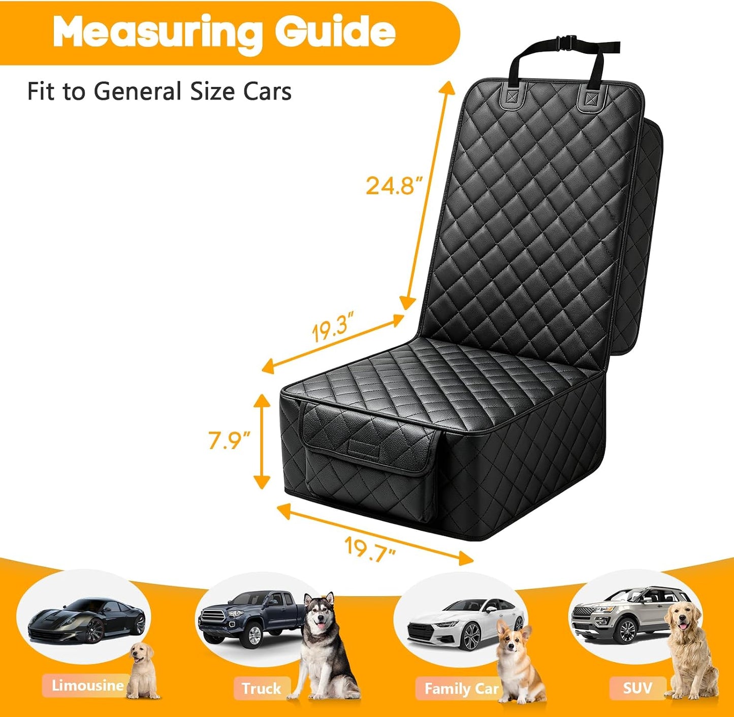 PETICON Waterproof Front Seat Car Cover 2 Pack, Full Protection Dog Car Seat Cover with Side Flaps, Nonslip Scratchproof Captain Chair Seat Cover Fits for Cars, Trucks, SUVs, Jeep, Black