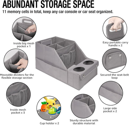 MULISOFT Car Seat Organizer- Backseat Car Organizer with 11 Storages Compartments and 2 Cup Holders, Organizers and Storage, Front Seat for Travel Kids,Black