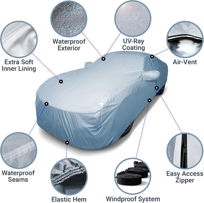 iCarCover Premium Car Cover for 1990-2017 Lexu s LS400, LS430, LS460 Heavy Duty Waterproof All-Weather Automobiles Custom Fit Indoor Outdoor UV Snow Protection Covers with Straps and Bag - Colors A