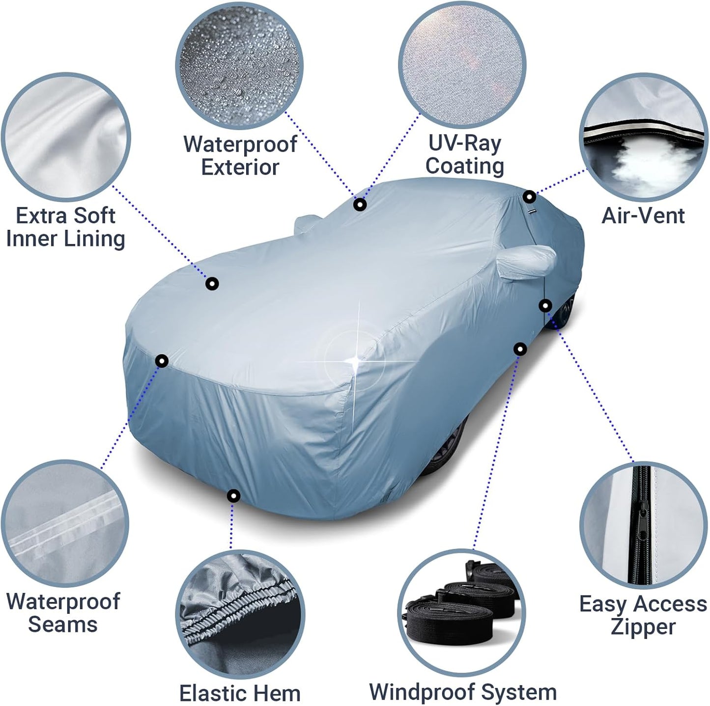 iCarCover Premium Car Cover for 1970-1972 Chevy Monte Carlo Heavy Duty Waterproof All-Weather Automobiles Custom Fit Indoor Outdoor UV Snow Protection Covers with Straps and Bag - Colors A