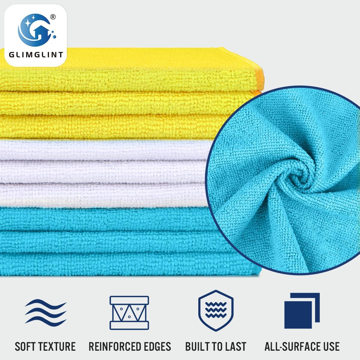 GLIMGLINT Black Microfiber Cleaning Cloth,150PK Reusable Cleaning Rags,Highly Absorbent Shop Rags Bulk,All-Purpose Car Cleaning Towels for TV Screen, Kitchen, Bathroom, Restaurant, Garage, 14"X12"