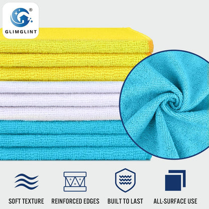 GLIMGLINT Black Microfiber Cleaning Cloth,150PK Reusable Cleaning Rags,Highly Absorbent Shop Rags Bulk,All-Purpose Car Cleaning Towels for TV Screen, Kitchen, Bathroom, Restaurant, Garage, 14"X12"