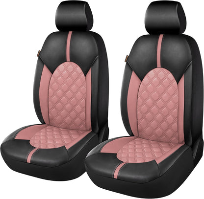 CAROMOP Luxury PU Leather Car Seat Covers Full Set-Waterproof Seat Protectors with Split Bench Seat Covers for Cars-Universal Cars Interior Covers for Sedans, SUVs, Pick-up Trucks(Gray/Gray Line)