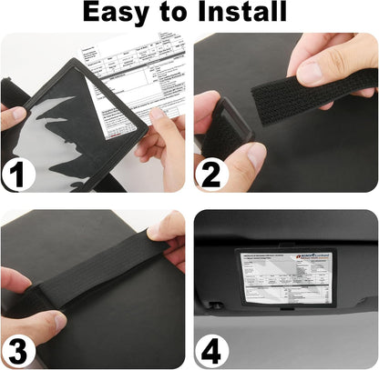 Registration Insurance Card Document Holder for Visor, Carrying Case for Registration and Insurance, Adjustable Visor Bag Drivers License Holder for Photo, Fit Most Car, SUV and Truck (Horizontally)