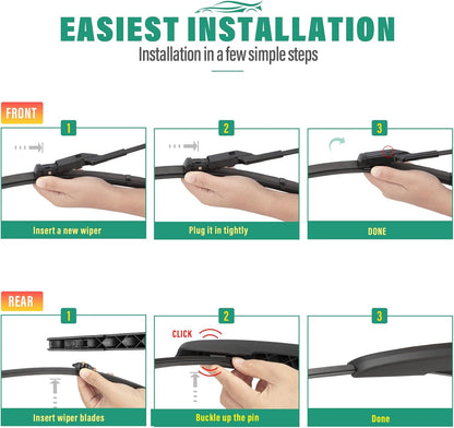 26" 16" 11" Windshield Wiper Blades Replacement for Chevrolet Chevy Trax 2024 2025 2026 Premium All Weather Front Rear Wipers Set - OEM Quality (Pack of 3) - Colors C