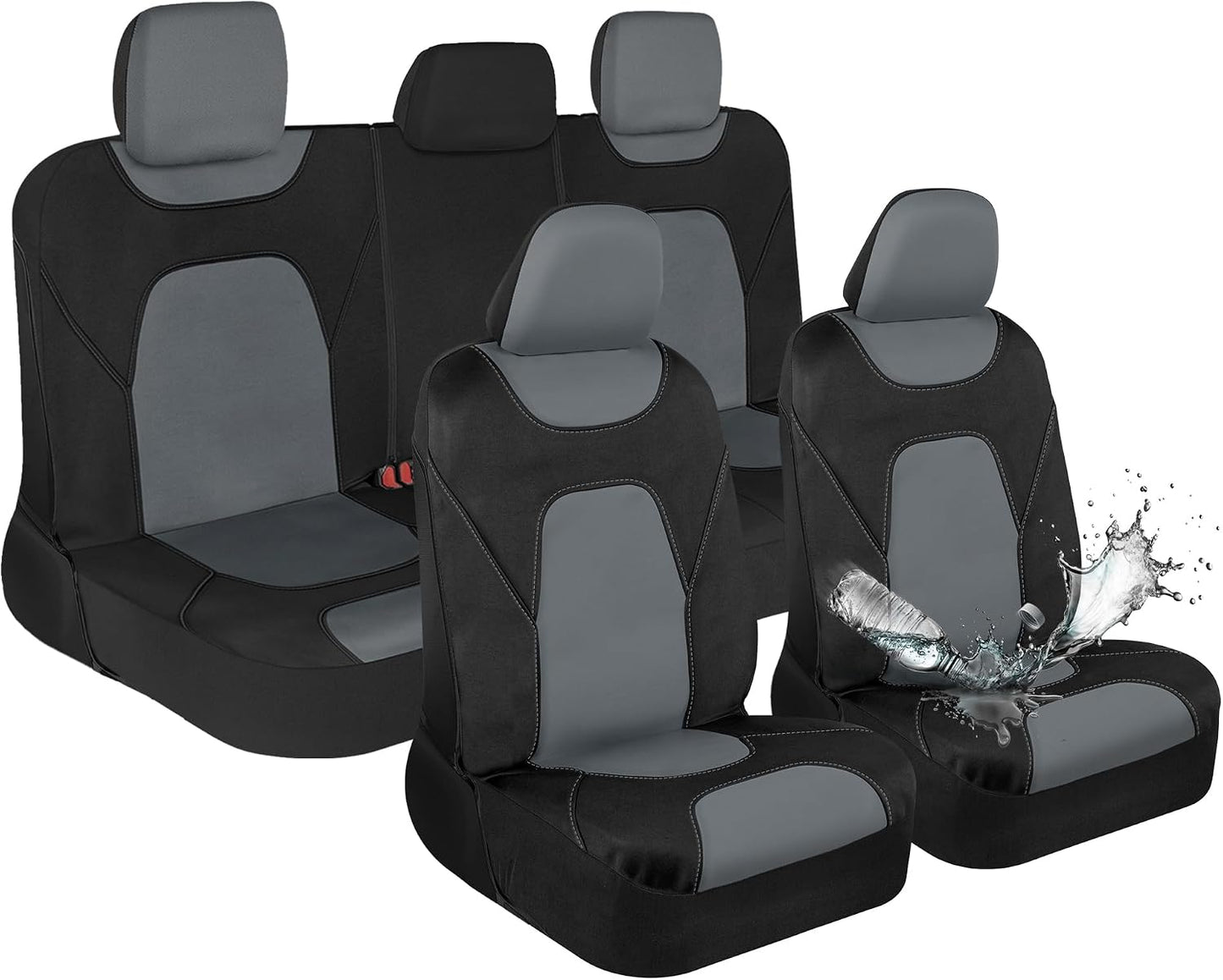 Motor Trend AquaShield Waterproof Front Seat Covers, Black Seat Covers for Cars – Neoprene Front Car Seats Cover, SUV Seat Covers Protector - Car Interior Cover for Auto, Trucks, & Dog Owners