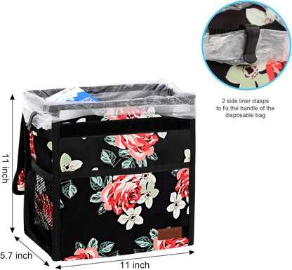 Femuar Leak Proof Car Trash Can with Lid - Waterproof Automotive Garbage Bin for SUVs, Collapsible and Portable Car Trash Bag, Black