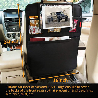 Kaiphy Car Backseat Organizer Premium Quality Car Kick Mats with 10" Tablet Holder - Extra Large Pocket- Sturdy Top 2Pack