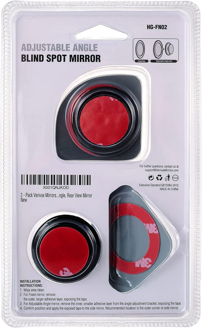 Verivue 2-Inch Round Blind Spot Mirrors for Cars, Universal Fit, HD Convex Wide Angle, Stick-On Frameless Side Mirror Blindspot, Adjustable Blind Spot Mirror for Car Side Mirrors, 2-Pack