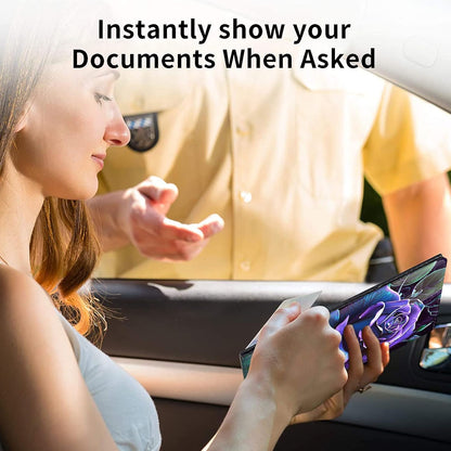 Car Registration and Insurance Holder, Leather Car Glove Box Organizer, Cool Car Accessories for ID, Driver's License Cards & Essential Document, business cards, Men&Women, Retro Audio Cassette