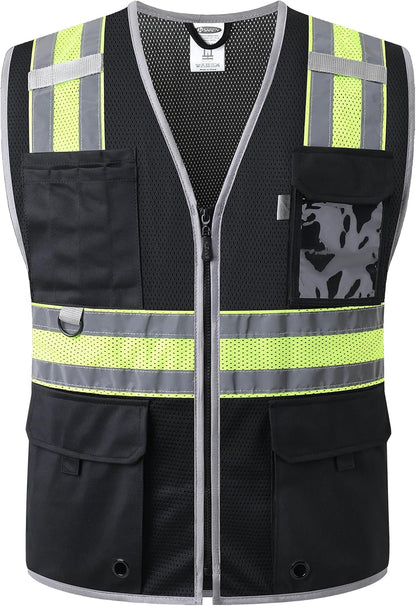 JKSafety Safety Vest for Men Women Hi Vis Relfective Vest with Pockets High Visibility Meet ANSI Standard