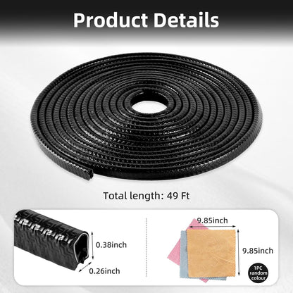 SINGARO 33Ft (10M) Car Door Edge Guard, No Glue Car Door Entry Guard Protective Strip, Rubber Edge Trim Car Door Protector, Applicable to Car, Truck, SUV and ATV, Car Exterior Accessories（Black）