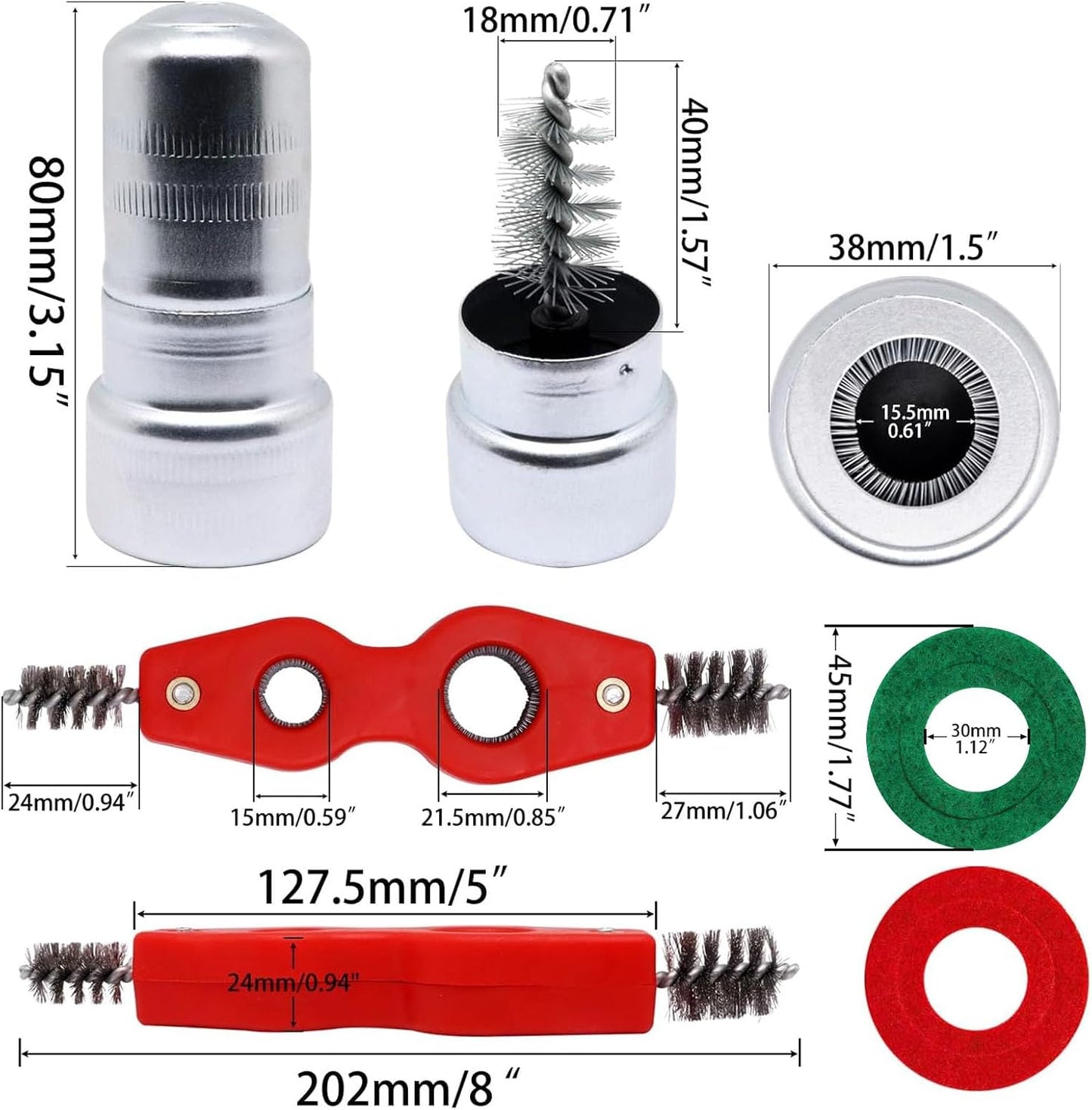 Battery Terminal Cleaner Kit, Battery Terminal Brush & 4 in 1 Copper Tubing Brush & 2pcs Anti-Corrosion Fiber Washers
