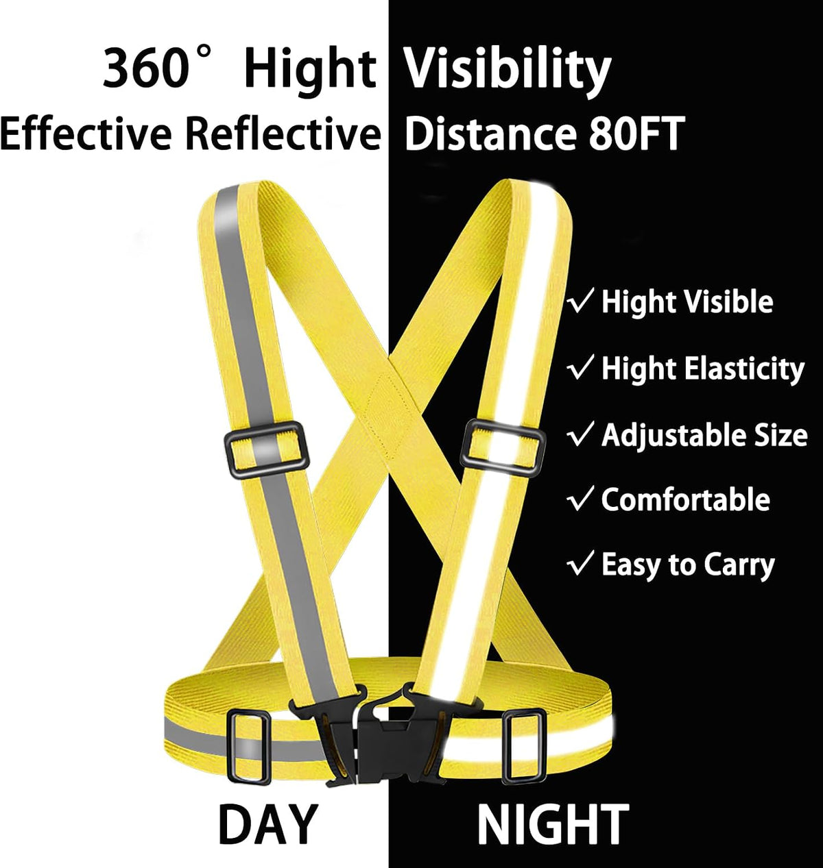 High Visibility Reflective Vest Safety Vest Running Reflective Gear Adjustable Reflective Vest for Walking,Jogging,Hiking,Night Cycling