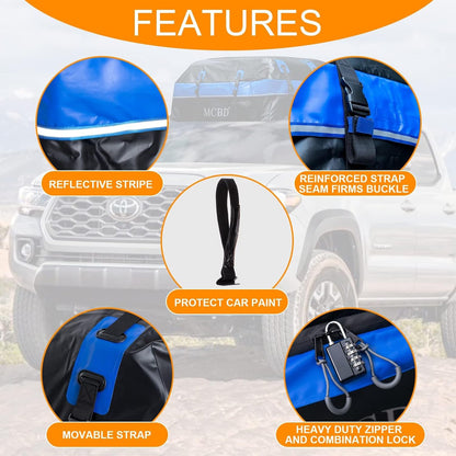 Rooftop Cargo Carrier, 21 Cubic Feet Soft-Shell Waterproof Car Roof Luggage Bag for All Vehicles SUV with/Without Rails, Includes 10 Reinforced Straps + 6 Door Hooks,Storage Bag,Anti-Slip Mat