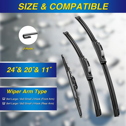 5 PLUS® Silicone Windshield Wipers Replacement for 2007-2014 Ford edge, 2007-2015 Lincoln MKX Wiper Blades(Set of 3),Automotive Replacement Windshield Wiper Blades For My Car-26"/20"/14" - Colors A