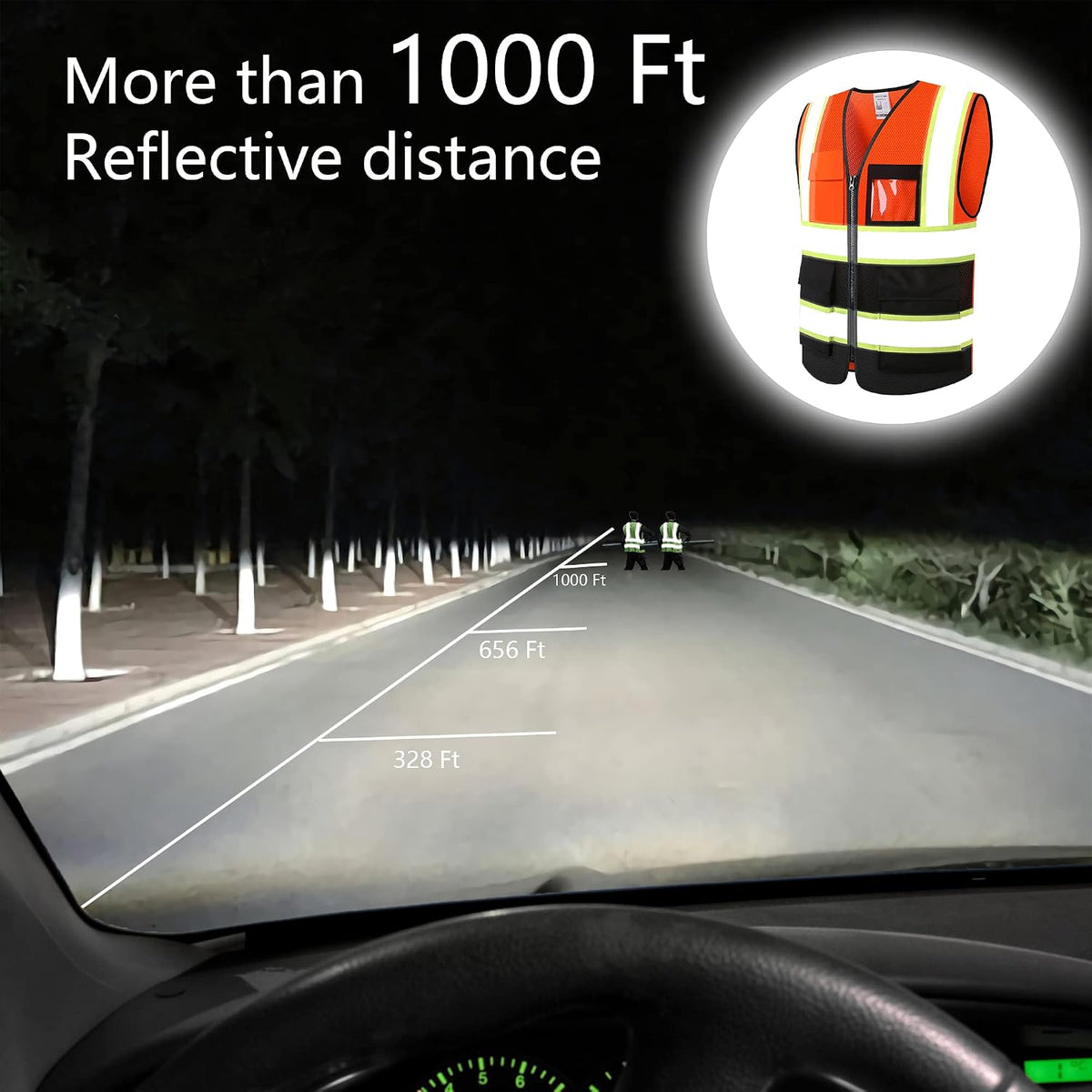 Reflective High Visibility Safety Vest for Men Women with Pockets Zipper Front Meets ANSI/ISEA Standards