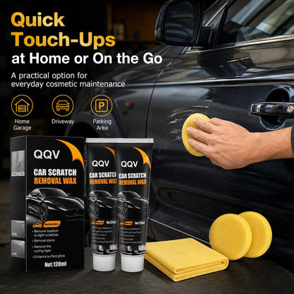Car Scratch Remover Kit, Car Paint Scratch Repair for Light Scratches Swirl Marks Scuffs, Auto Scratch Remover with Sponge and Towel, Restores Gloss and Shine for All Paint Colors (2Pcs)