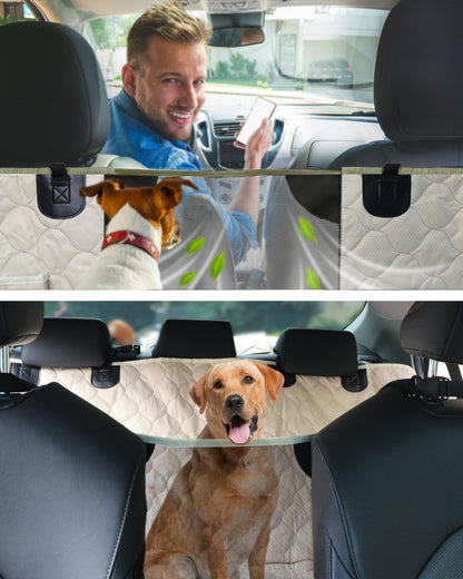 PETICON Dog Car Seat Cover with Mesh Window, 100% Waterproof Pet Seat Cover for Back Seat, Scratchproof Dog Hammock for Cars, Trucks, SUVs, Jeeps, Black
